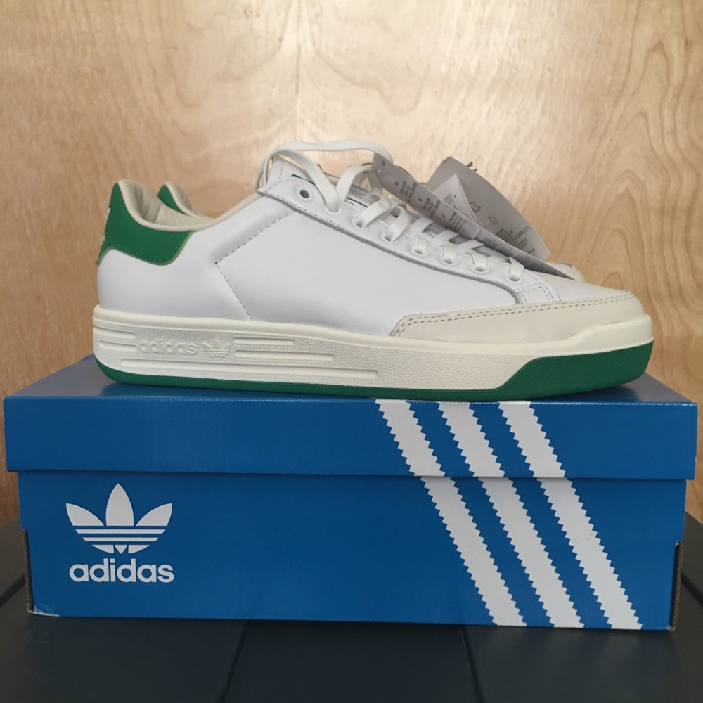 Adidas Rod Laver Leather White/Green Classic Sneakers US 8.5 NIB